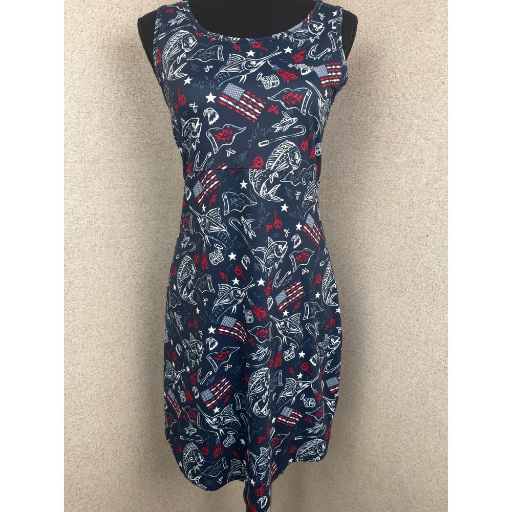 Columbia PFG Freezer III 50 UPF Tank Dress Women's Navy Patriotic Fishing S
